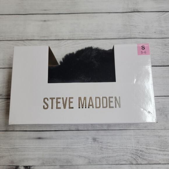 Steve Madden Faux Fur Fluffy Criss Cross Slip On Slippers Black Size S (5-6) - Picture 4 of 7